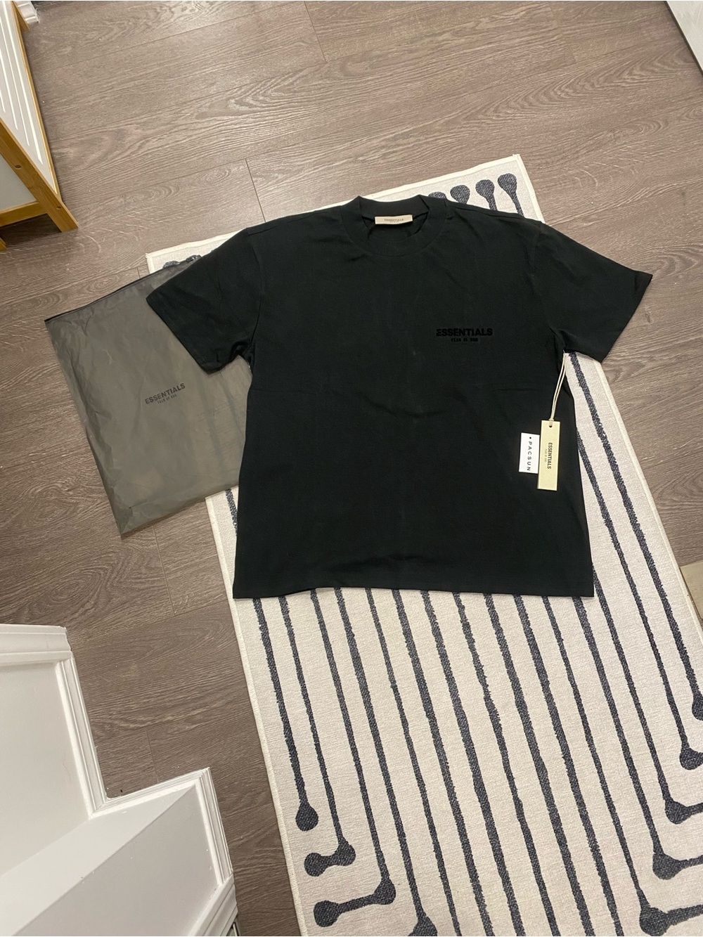 Essentials Men Black Crewneck T-Shirt with Subtle Logo